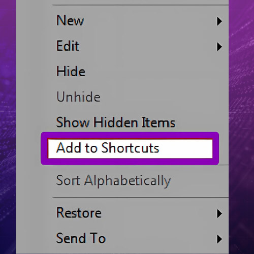Select the option “Add to Shortcuts”