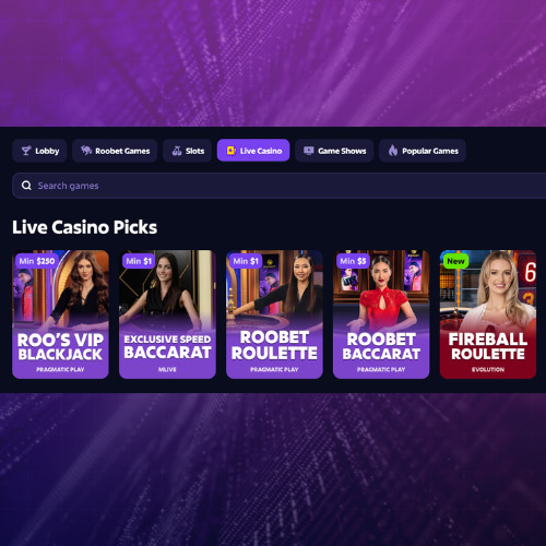 Roobet game is Live Casino