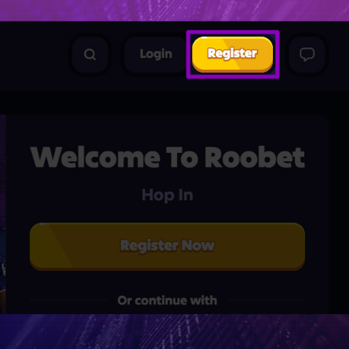 Click “Register” on Roobet