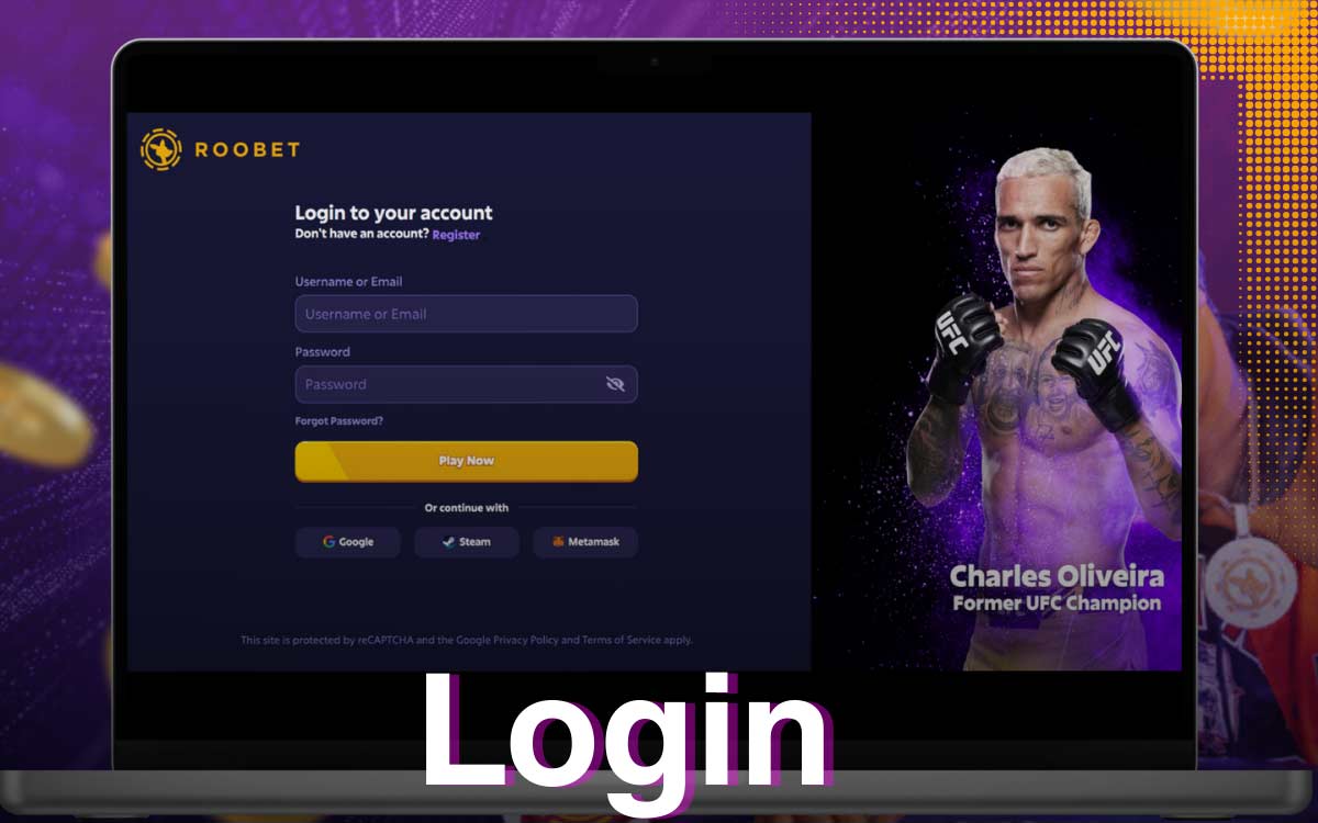 The platform Roobet offers to login